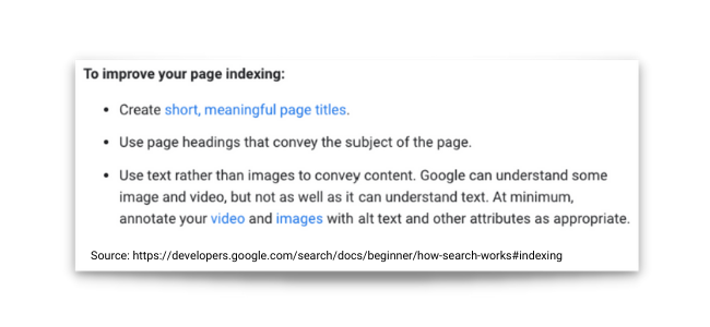 "To improve Indexing..." Google quote.